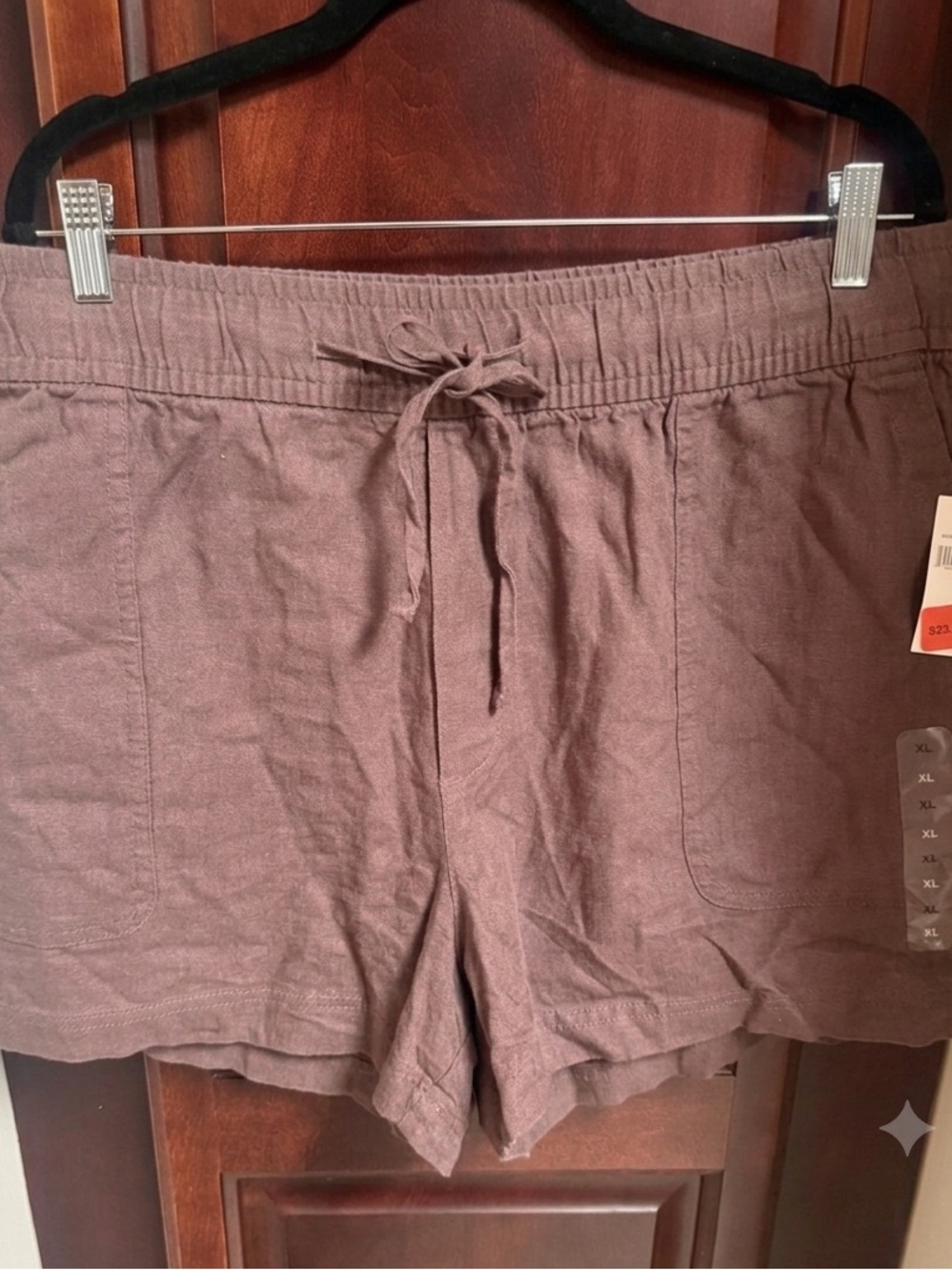 NWT GAP Linen Blend Pull-On Shorts Women’s XL Brown Elastic Waist Drawstring